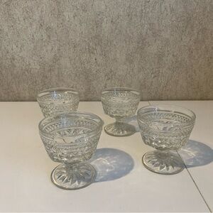 Vintage Anchor Hocking Wexford Glass Dessert Set of Four Clear Glass Goblets